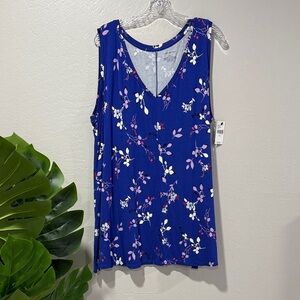 NWT Lane Bryant Floral Tank Top - Blue and White plus size 26/28